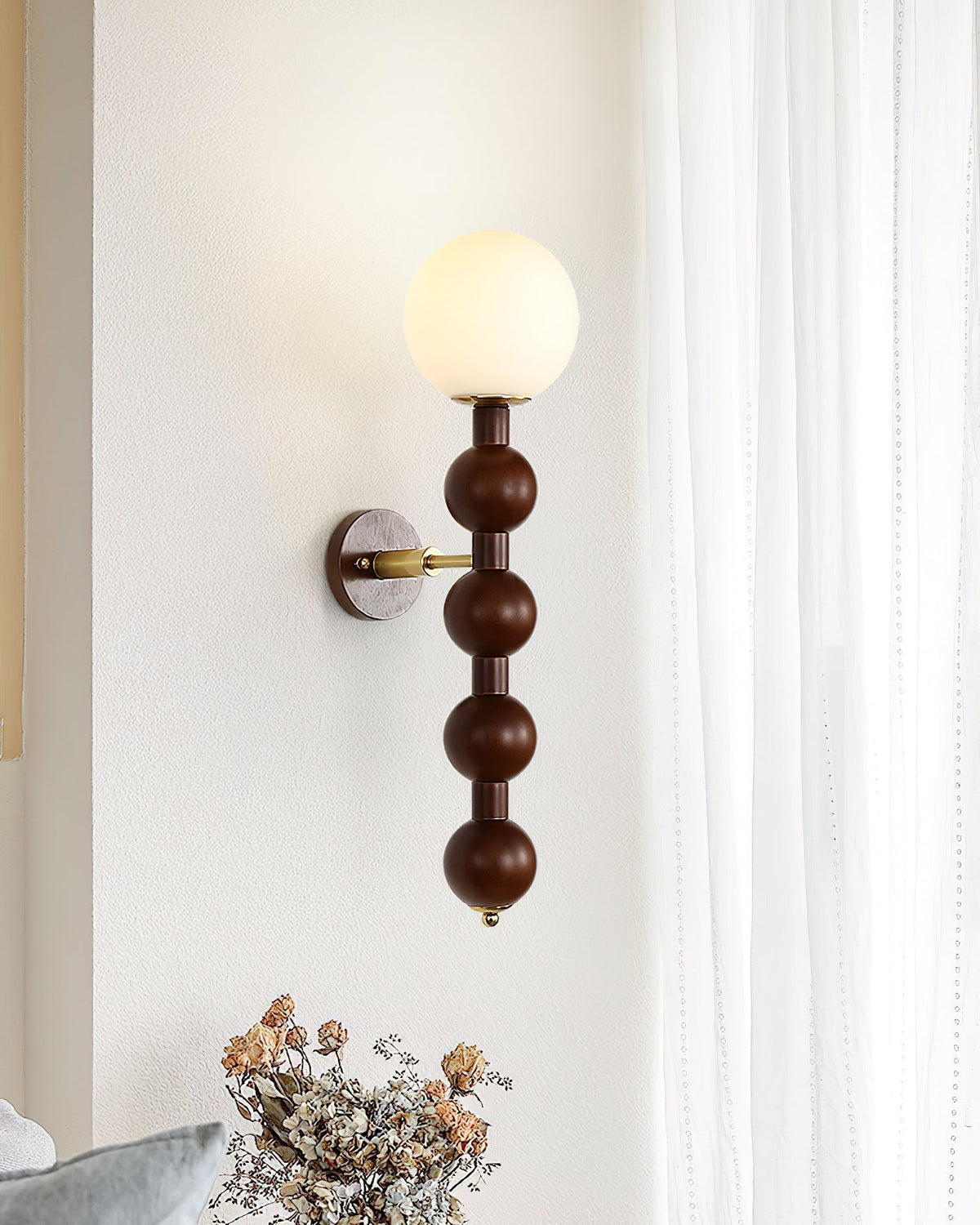 Wall Lamp Gourd in Metal Wood and Glass Modern Style-Neutral Decor