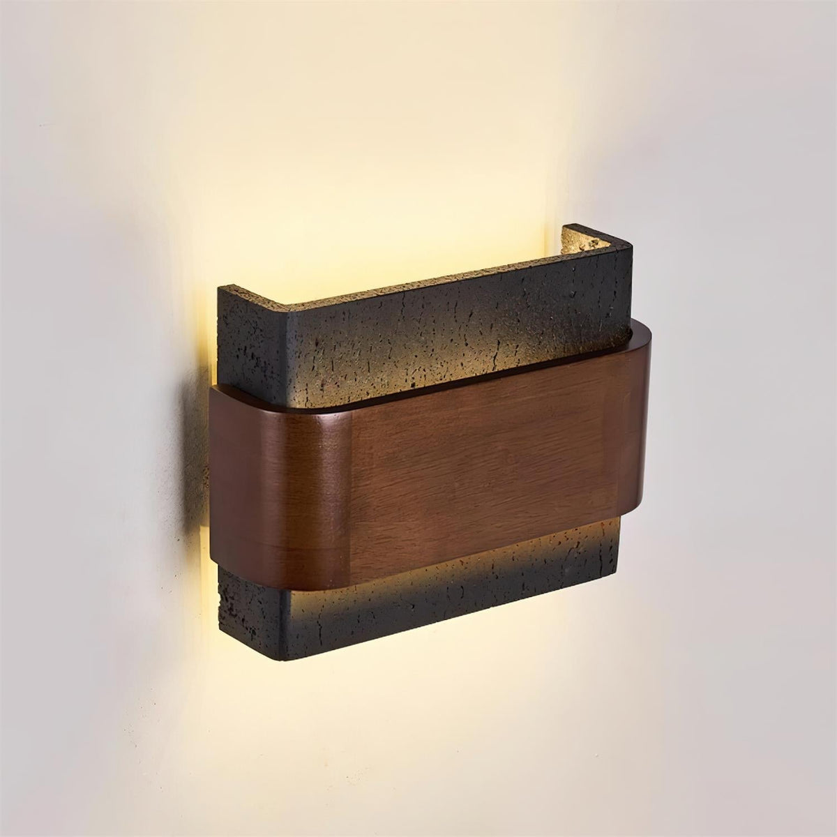 Niv Lampe Murale Arc Fini Bois Travertin-Cielum