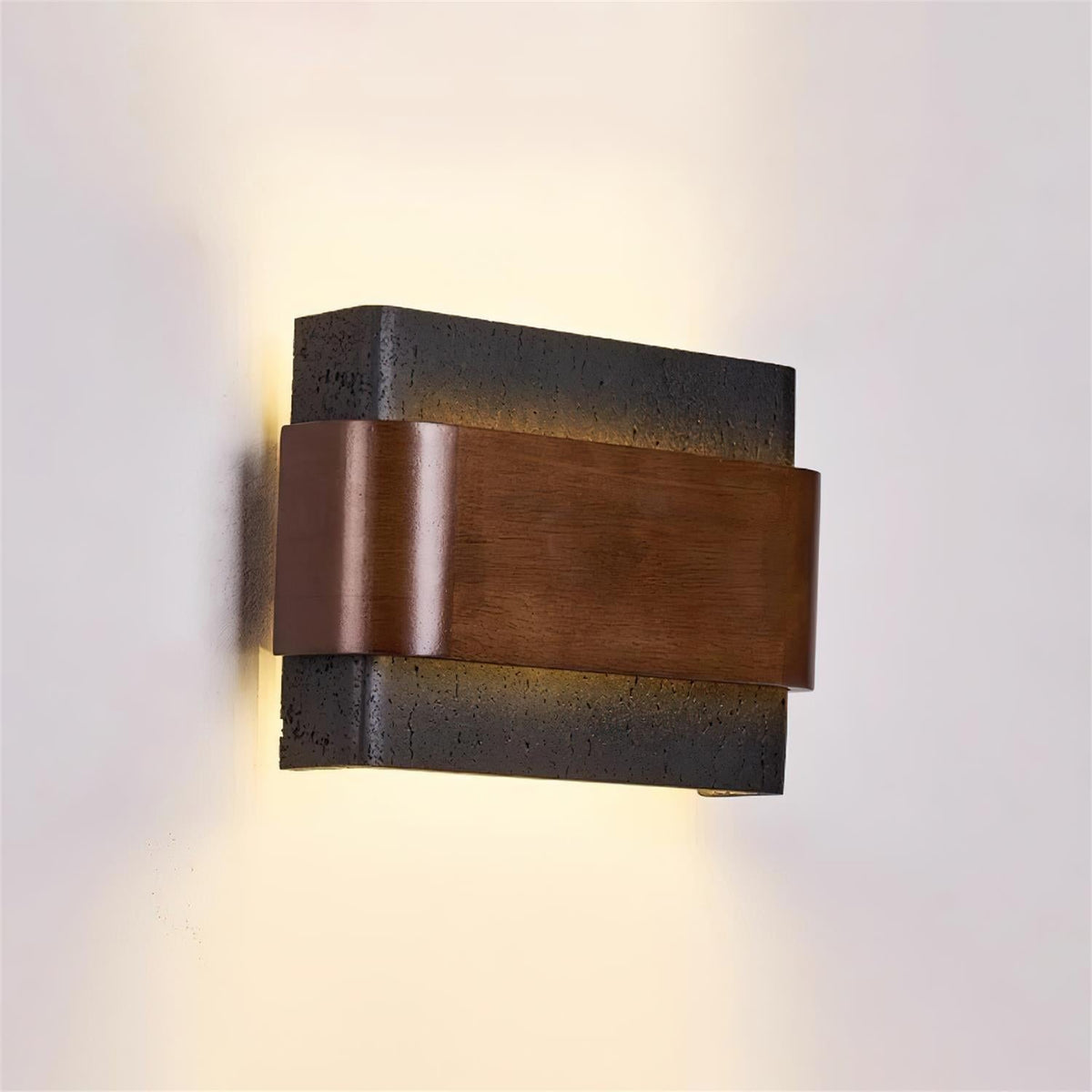 Niv Lampe Murale Arc Fini Bois Travertin-Cielum