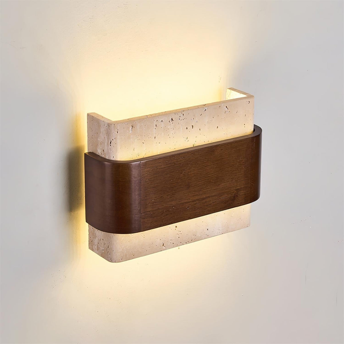 Niv Lampe Murale Arc Fini Bois Travertin-Cielum