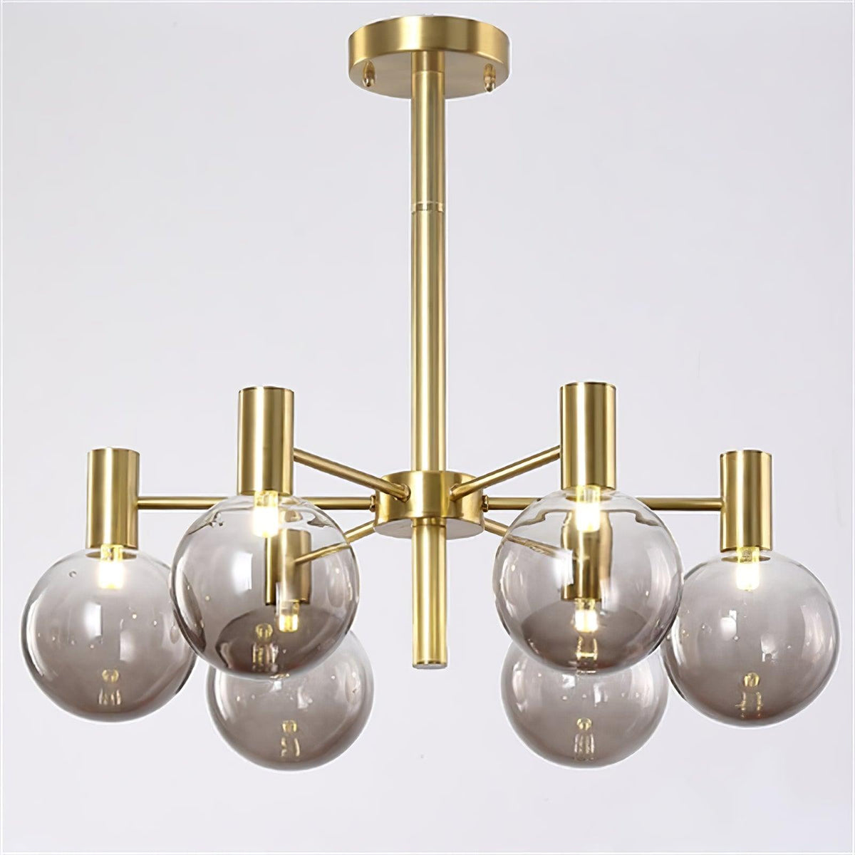 Bastena Lustre Globe En Verre Cadre Doré Moderne