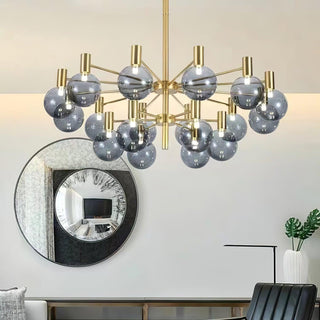 Lustra Lustre Globe En Verre Cadre Doré Moderne