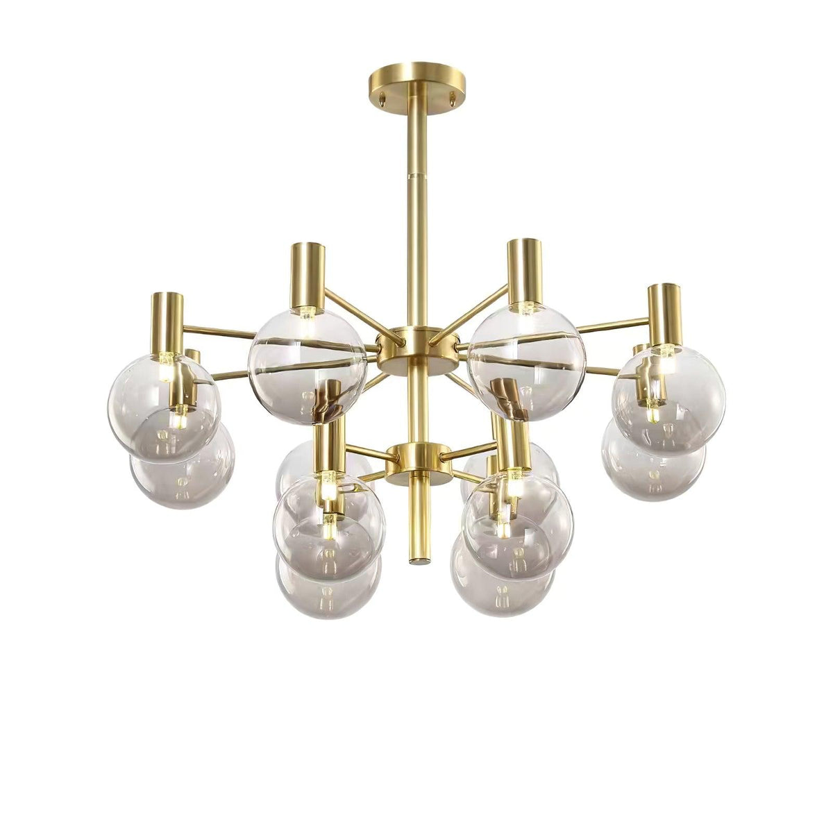 Bastena Lustre Globe En Verre Cadre Doré Moderne