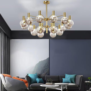 Lustra Lustre Globe En Verre Cadre Doré Moderne