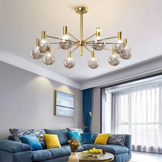 Lustra Lustre Globe En Verre Cadre Doré Moderne