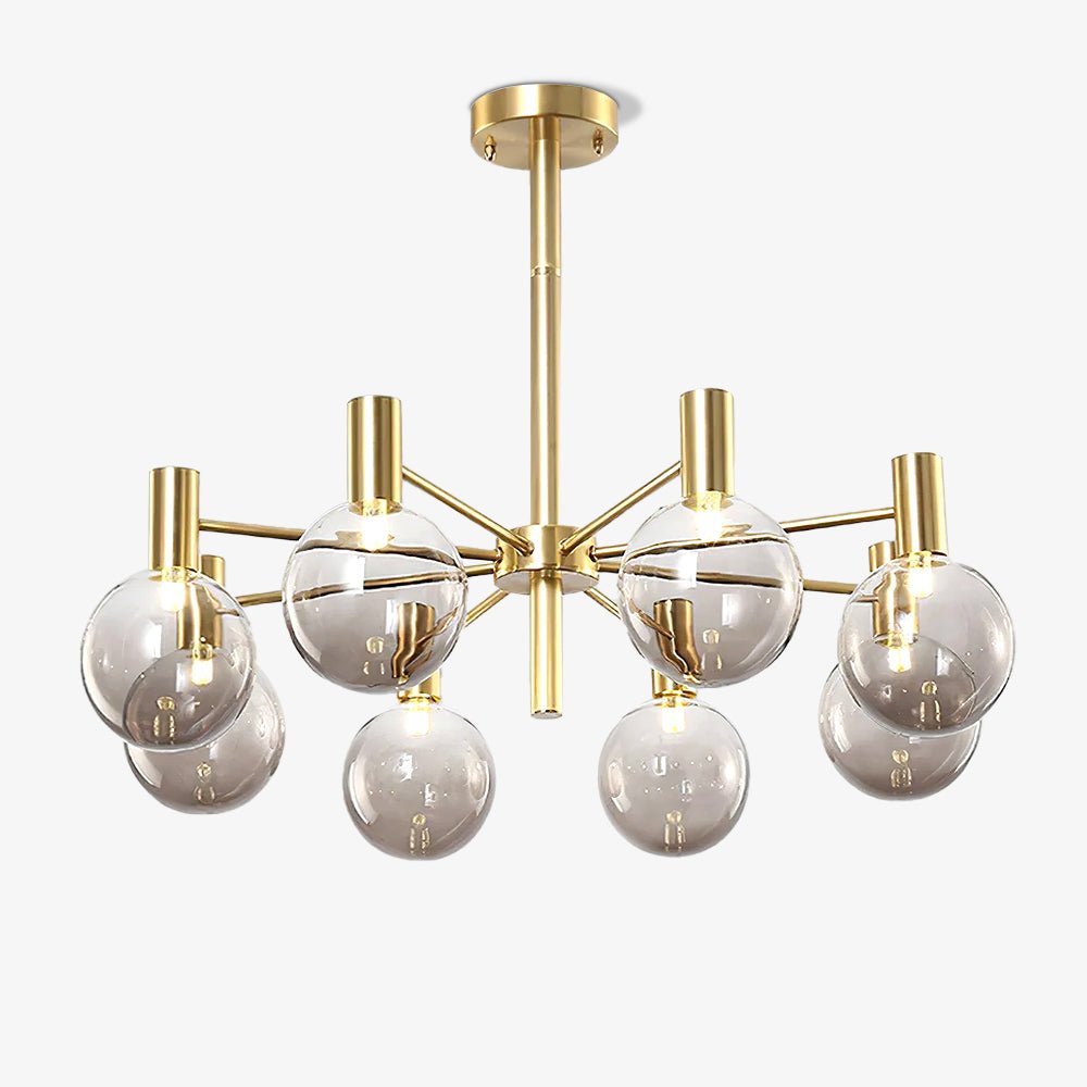 Bastena Lustre Globe En Verre Cadre Doré Moderne