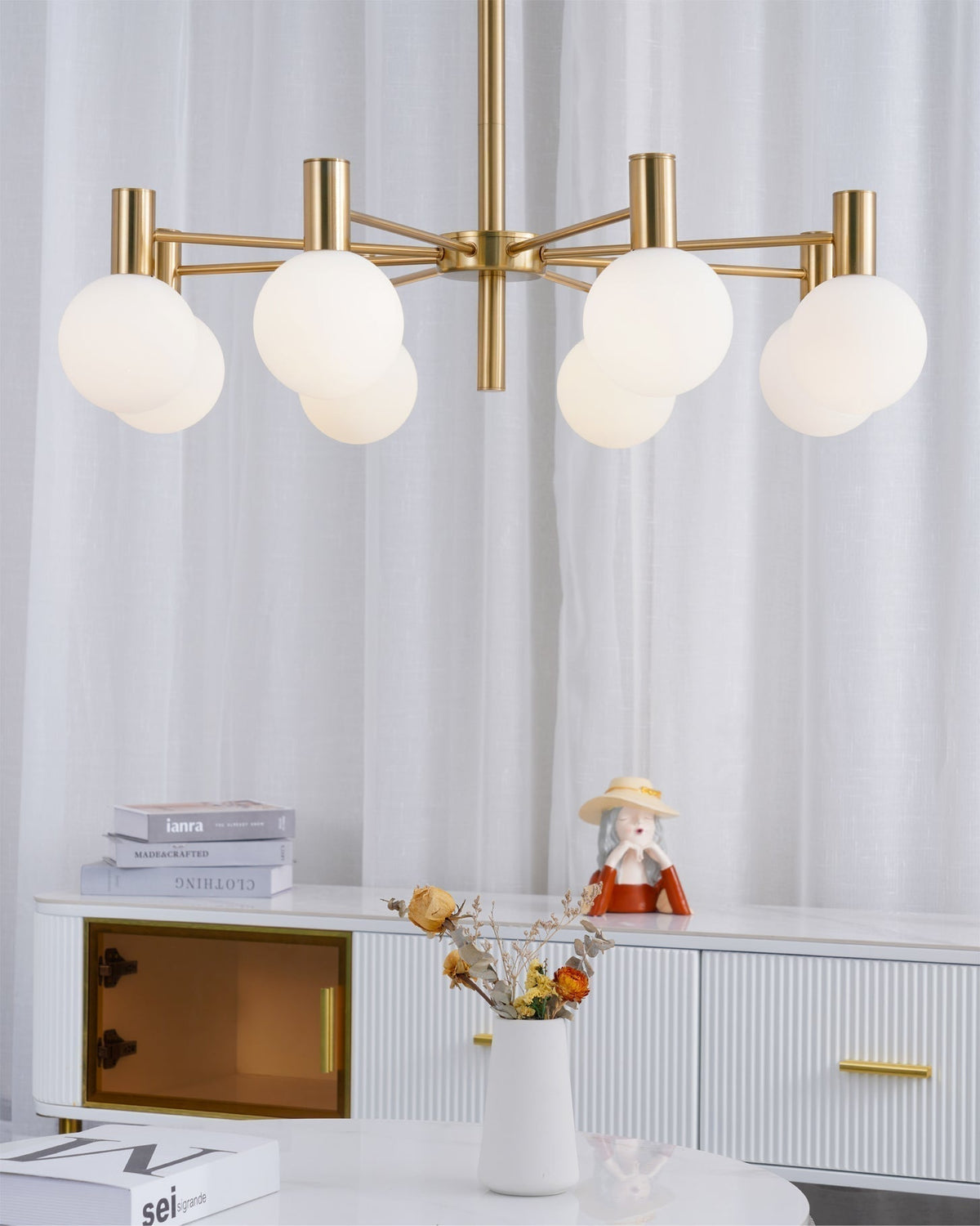 Bastena Lustre Globe En Verre Cadre Doré Moderne