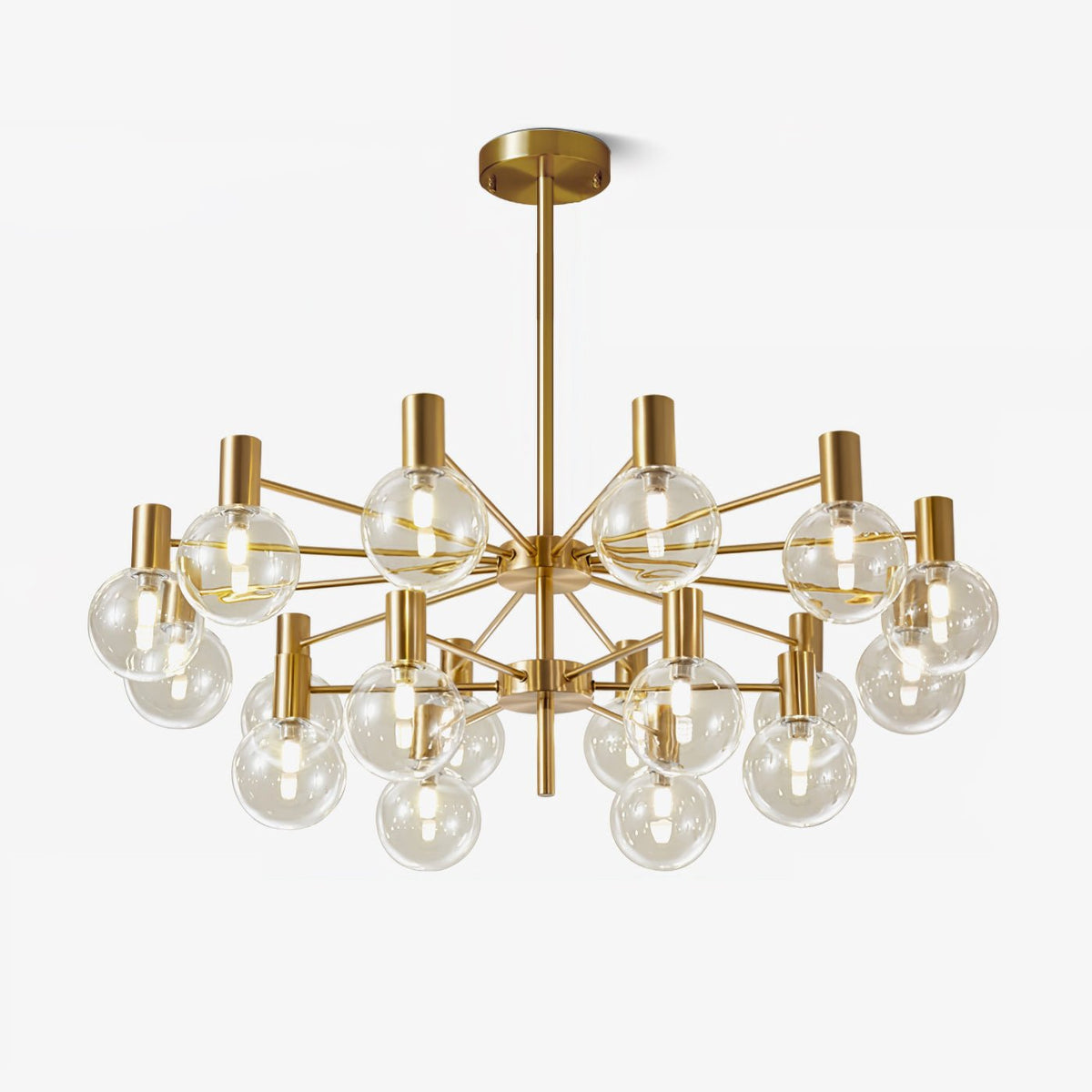 Bastena Lustre Globe En Verre Cadre Doré Moderne