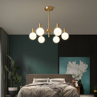Lustra Lustre Globe En Verre Cadre Doré Moderne