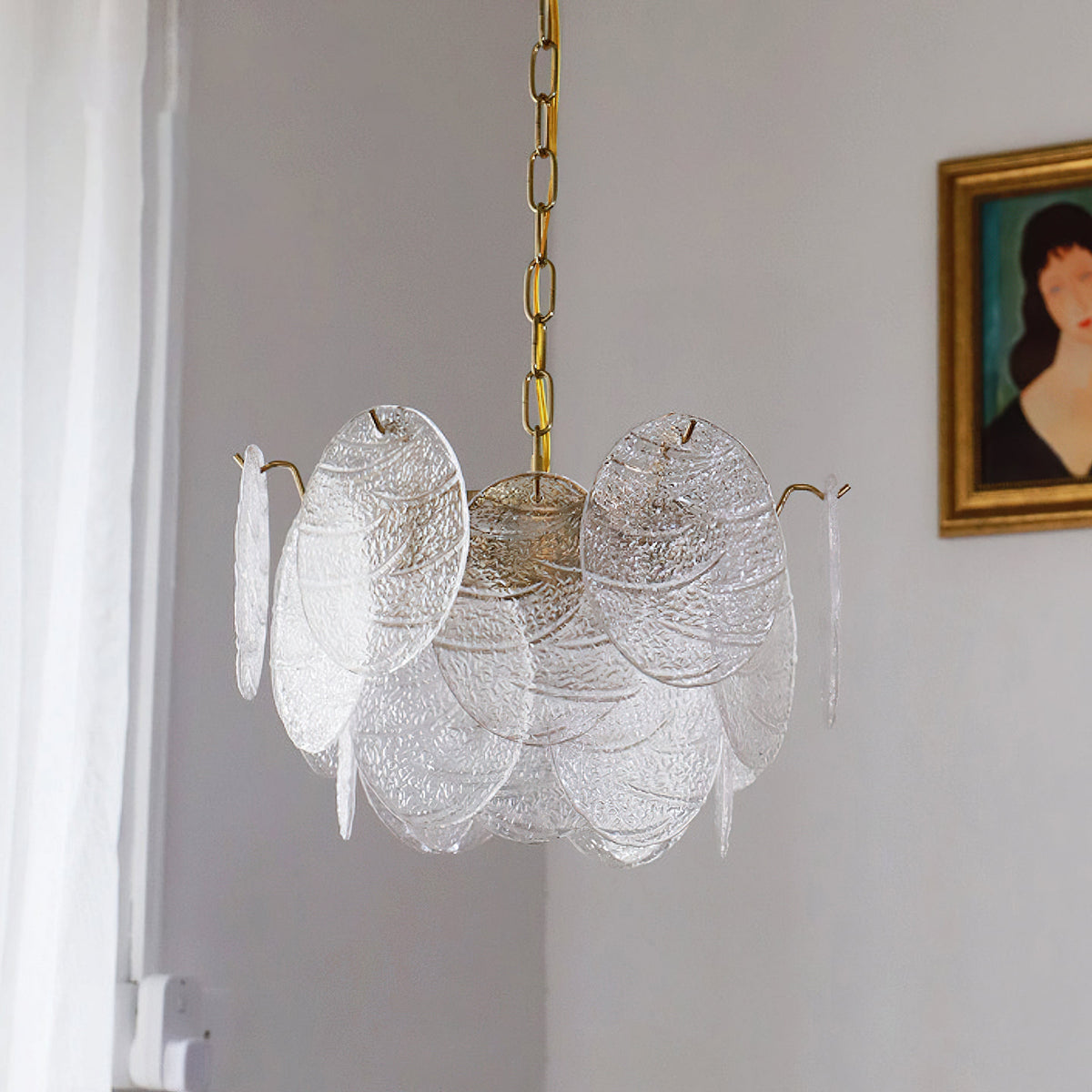 The 60cm size version of the Seraphina Halo Chandelier.