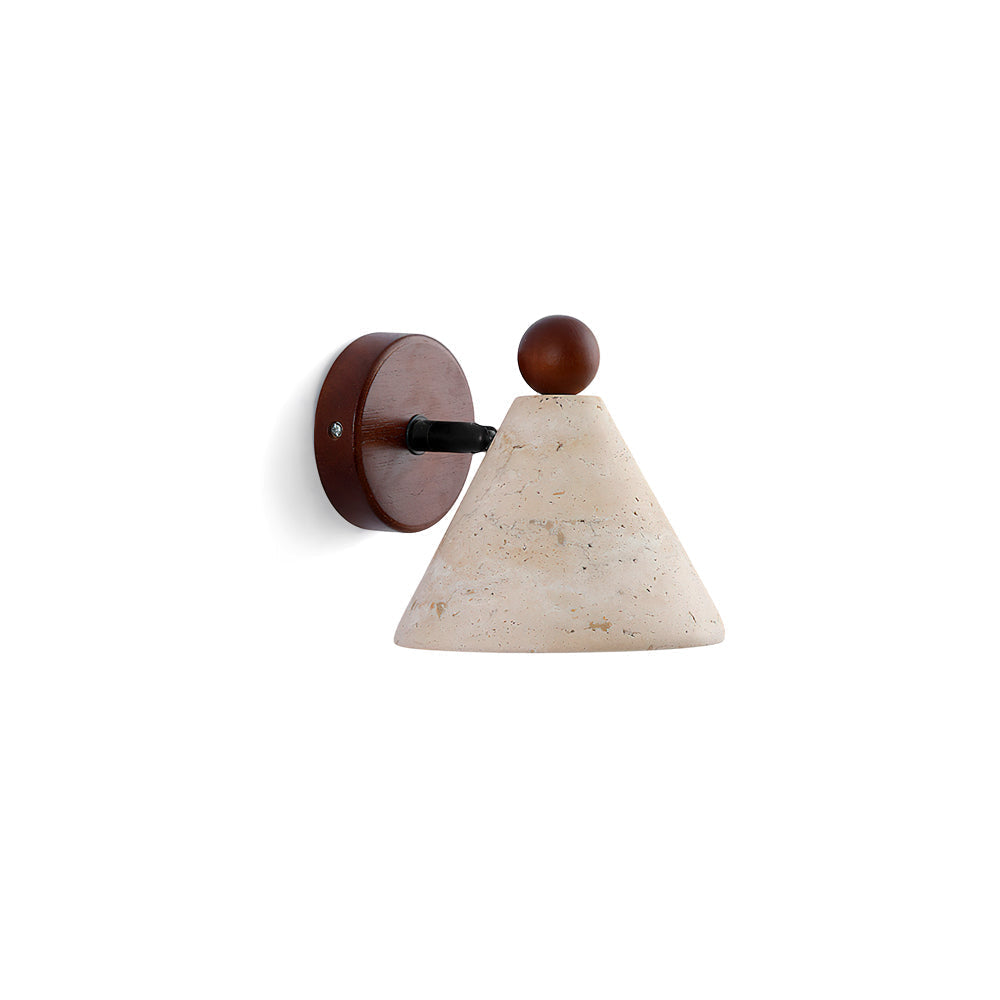 Tiber Travertine Wall Light shown against a neutral wall.