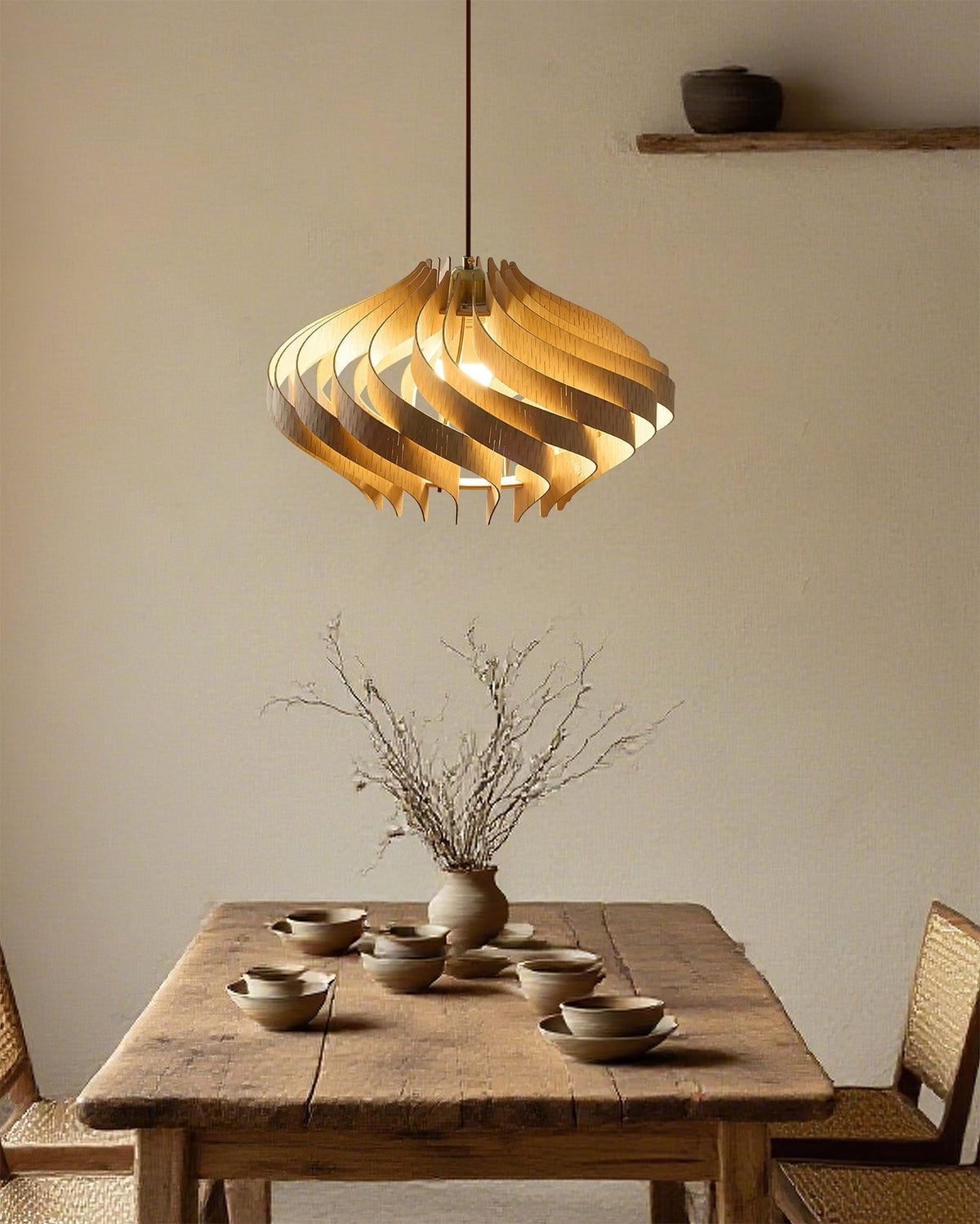 View from below the Serentia Pendant Light, showing the bulb housing.