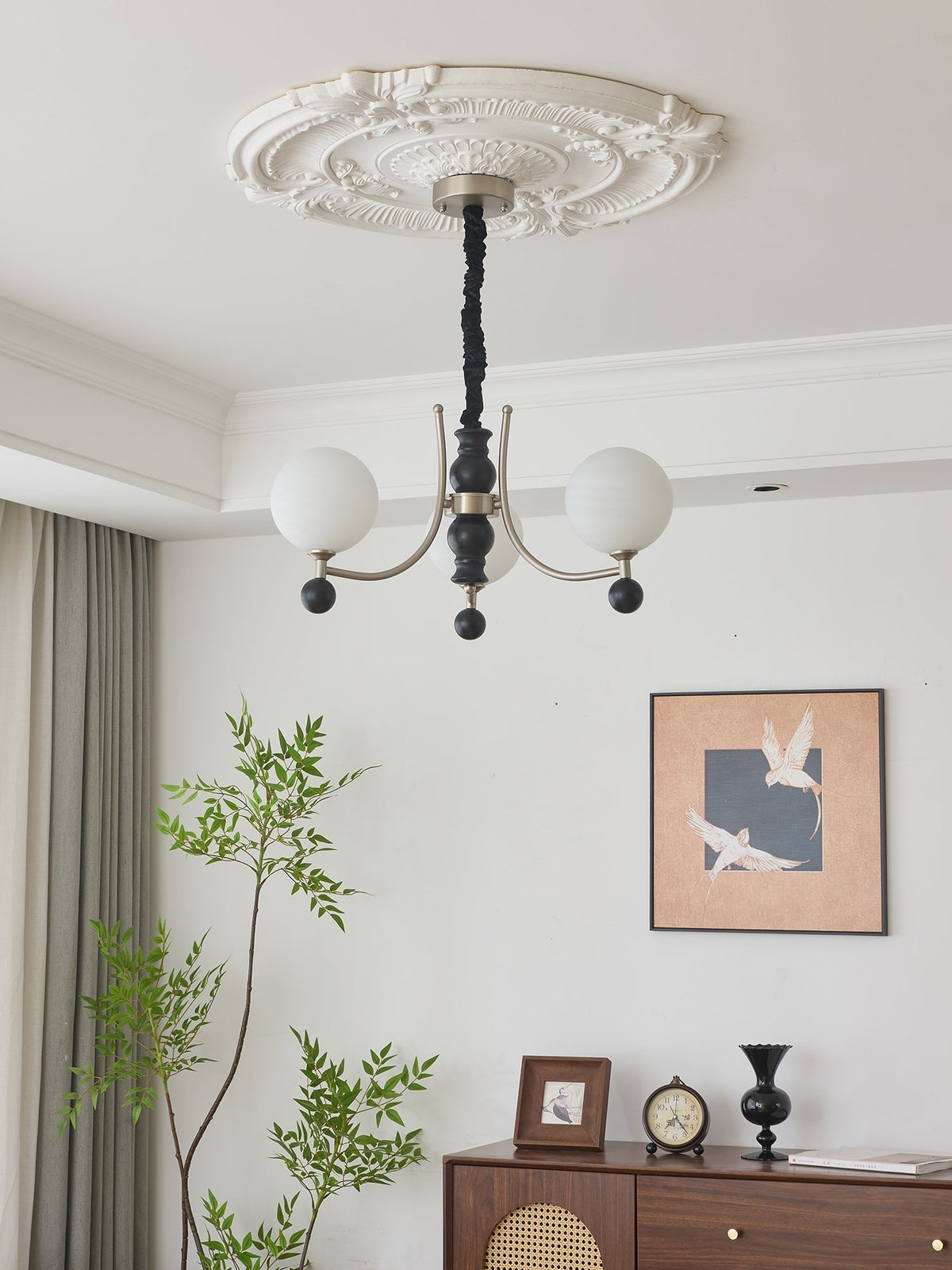 Serenus Lustre Traditionnel Sphérique en Bois