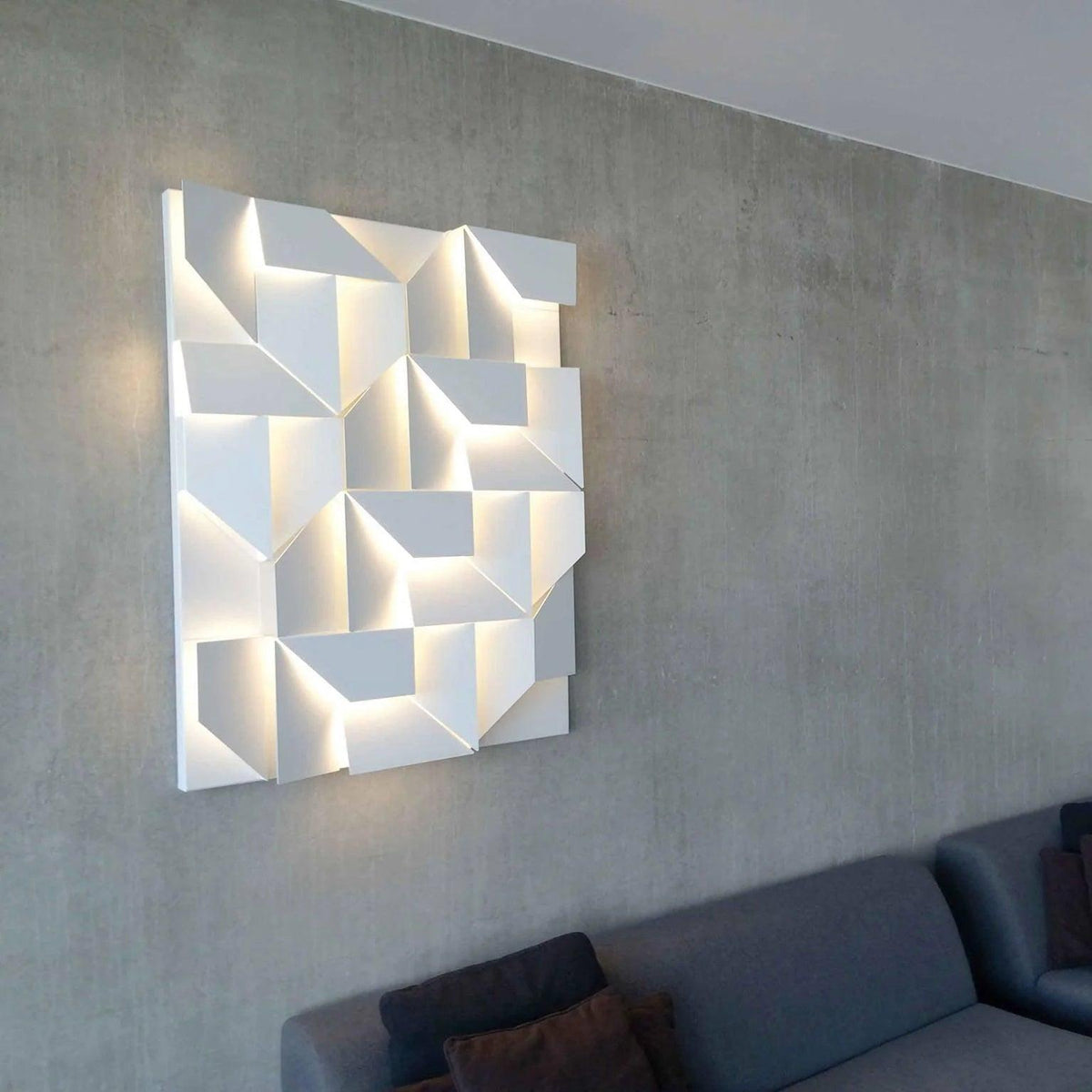 Wall Lamp 3D Geometric Panels Layered Light Art Remote Dimming Modern-Neutral Decor