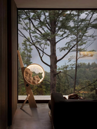Cunoreth Lampe de Table en Bois Rustique