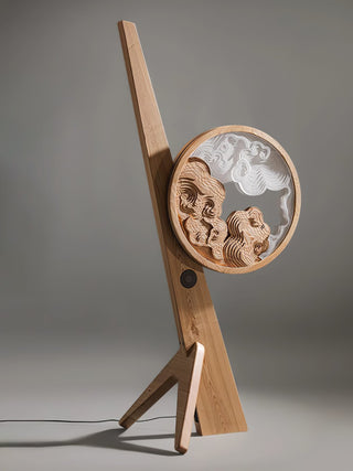 Cunoreth Lampe de Table en Bois Rustique