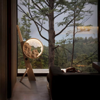 Cunoreth Lampe de Table en Bois Rustique