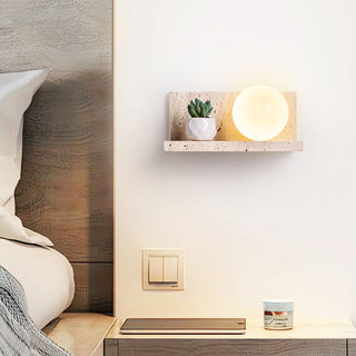 Shelf Travertine Sconce-Neutral Decor