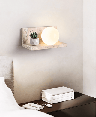 Shelf Travertine Sconce-Neutral Decor