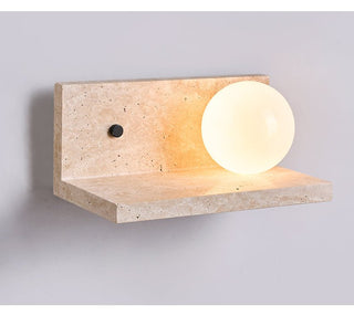 Shelf Travertine Sconce-Neutral Decor