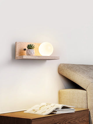 Shelf Travertine Sconce-Neutral Decor