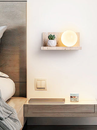 Shelf Travertine Sconce-Neutral Decor