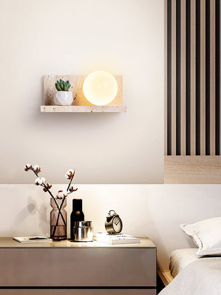 Shelf Travertine Sconce-Neutral Decor