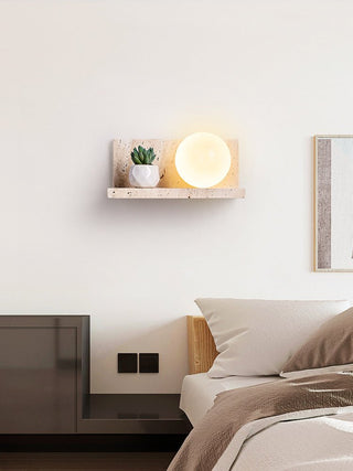 Shelf Travertine Sconce-Neutral Decor
