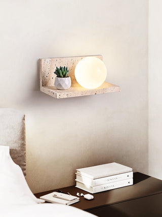 Shelf Travertine Sconce-Neutral Decor