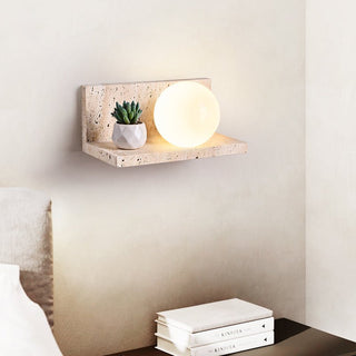 Shelf Travertine Sconce-Neutral Decor