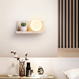 Shelf Travertine Sconce-Neutral Decor