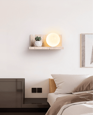 Shelf Travertine Sconce-Neutral Decor