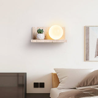 Shelf Travertine Sconce-Neutral Decor