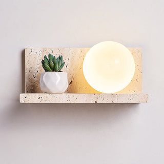 Shelf Travertine Sconce-Neutral Decor