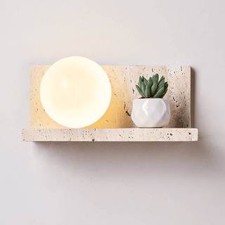 Shelf Travertine Sconce-Neutral Decor