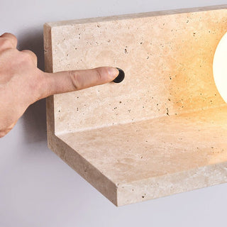 Shelf Travertine Sconce-Neutral Decor