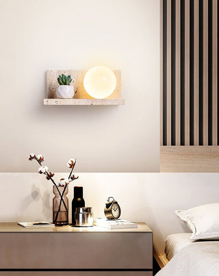 Shelf Travertine Sconce-Neutral Decor