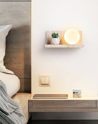 Shelf Travertine Sconce-Neutral Decor