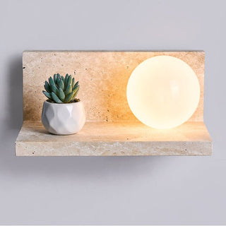 Shelf Travertine Sconce-Neutral Decor