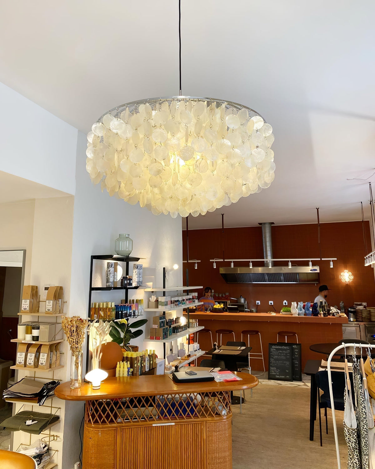 Delene Suspension Lampe Anneau Rond en Coquillage