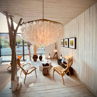 Lustra Suspension Lampe Anneau Rond en Coquillage