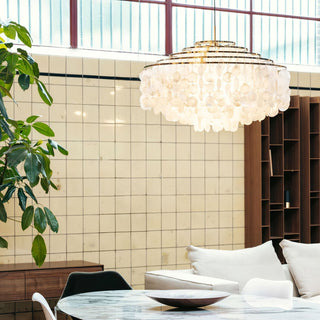 Lustra Suspension Lampe Anneau Rond en Coquillage