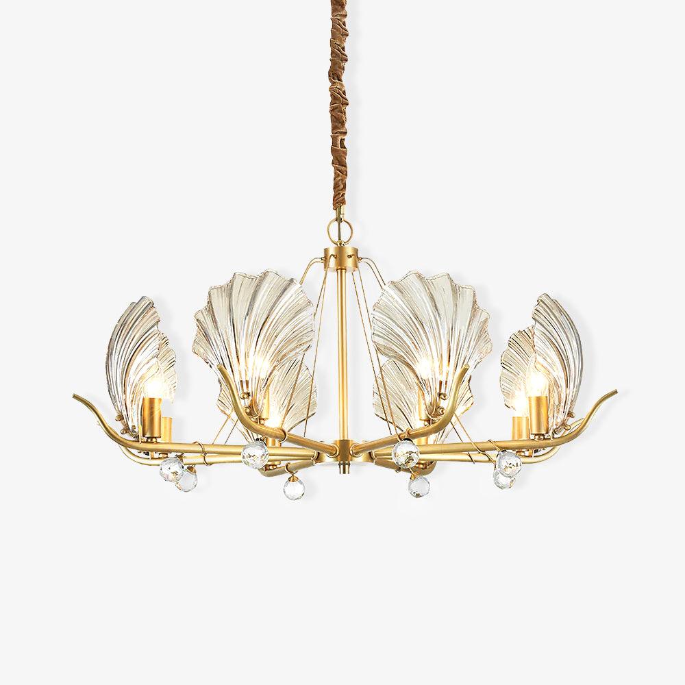 Veyrona Lustre Coquillage Cristal Feuille Cuivre