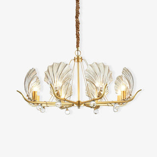 Lustra Lustre Coquillage Cristal Feuille Cuivre