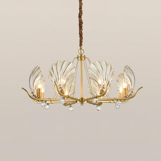 Lustra Lustre Coquillage Cristal Feuille Cuivre