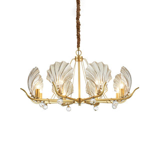 Lustra Lustre Coquillage Cristal Feuille Cuivre