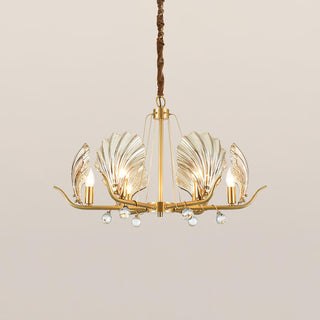 Lustra Lustre Coquillage Cristal Feuille Cuivre