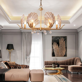 Lustra Lustre Coquillage Cristal Feuille Cuivre