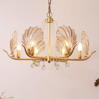 Lustra Lustre Coquillage Cristal Feuille Cuivre