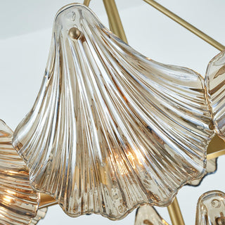 Lustra Lustre Coquillage Cristal Feuille Cuivre
